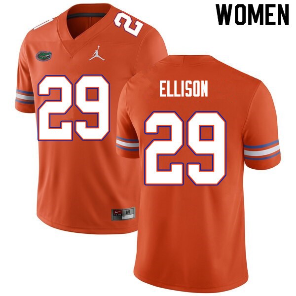 Women #29 Khamal Ellison Florida Gators College Football Jersey Orange